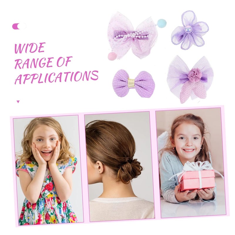 8 Pcs Rabbit Ear Hair Clips Floral Pearl Bow Barrettes Grip Bright Accessories - Image 5